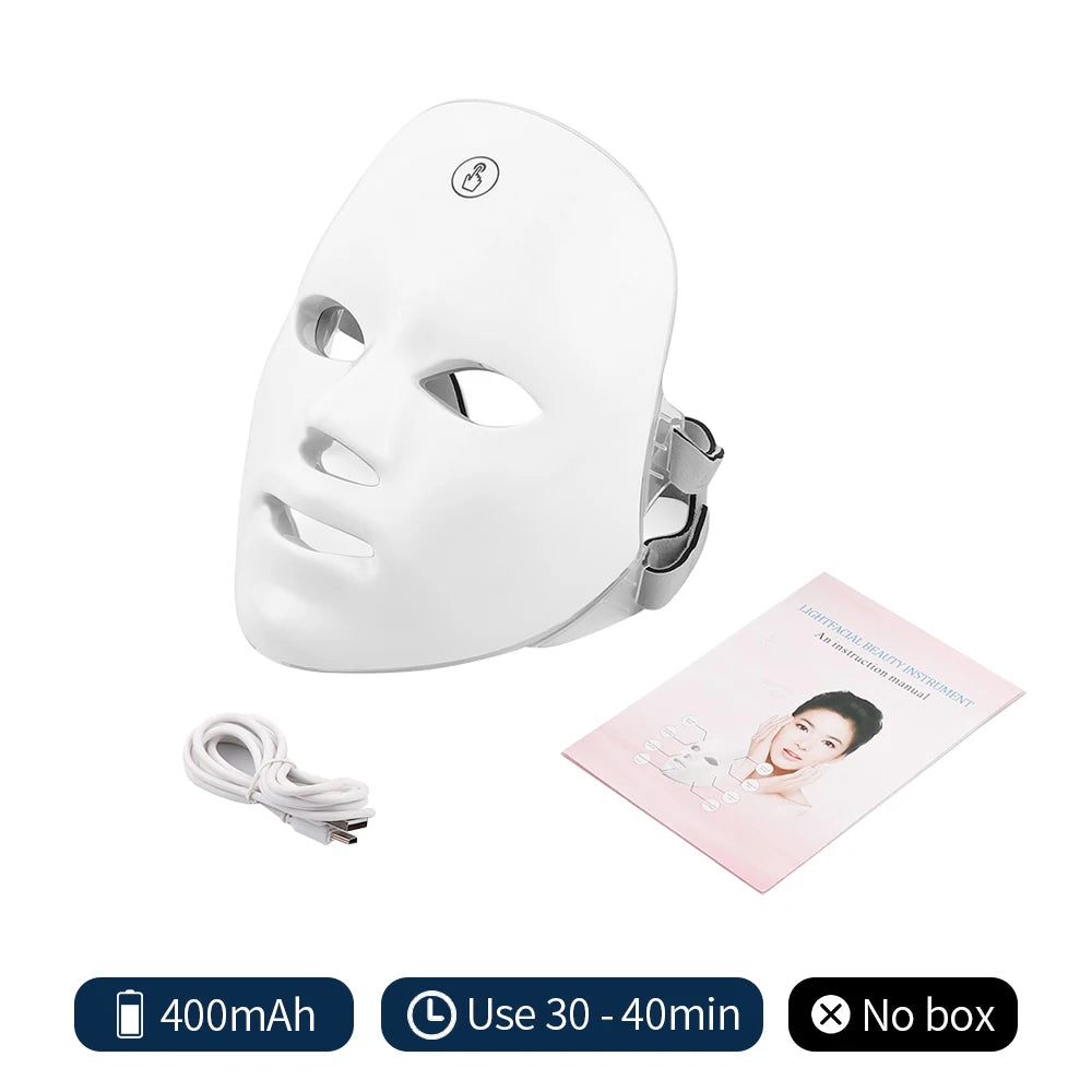 Máscara Facial LED 7 Colores | Terapia de Luz para el Cuidado de la Piel
