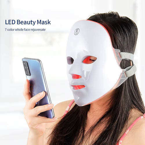 Máscara Facial LED 7 Colores | Terapia de Luz para el Cuidado de la Piel